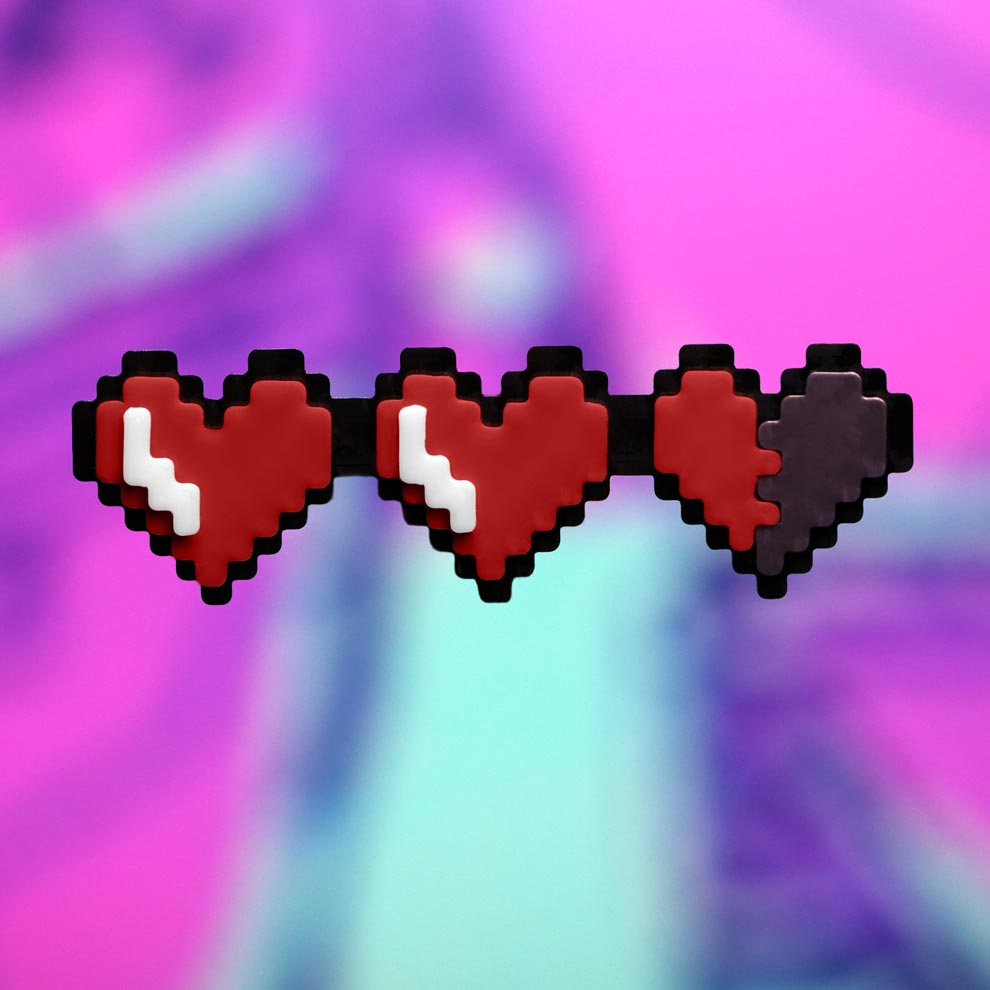 8-Bit Gamer Pixel Heart Hair Clip