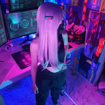 Glow 8-Bit Gamer Pixel Heart Hair Clip